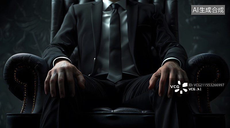 【AI数字艺术】商务精英坐在宝座上图片素材