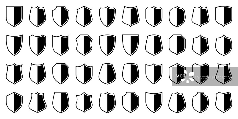 一组各种黑色复古盾牌图标图片素材