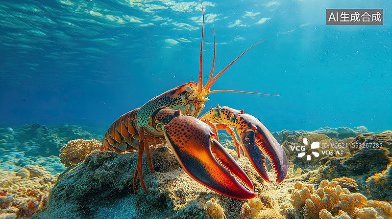 【AI数字艺术】水下龙虾特写图片素材