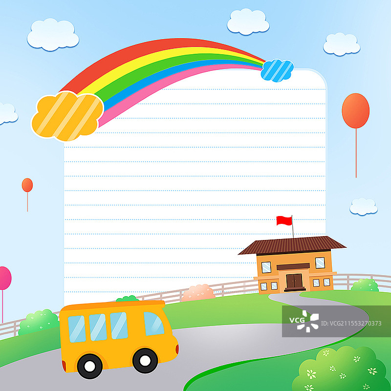 手绘卡通开学季元素开学季边框插画开学季人物图片素材