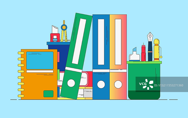 开学季文具元素手绘卡通矢量插画图片素材