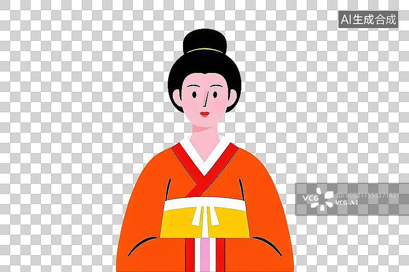 【AI数字艺术】中国古典仕女女性卡通形象图片素材