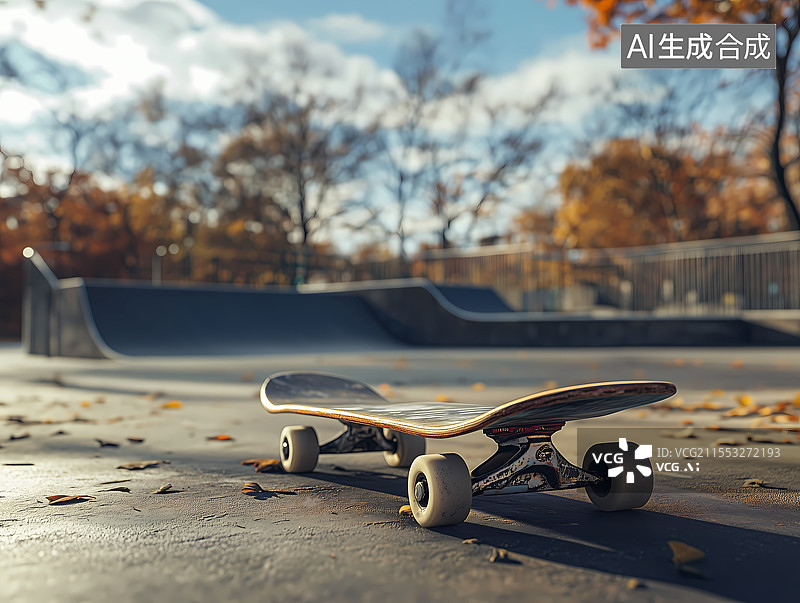 【AI数字艺术】极限运动场里的滑板图片素材
