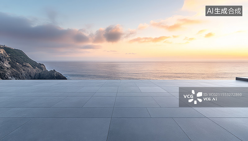 【AI数字艺术】海边空旷的广场图片素材