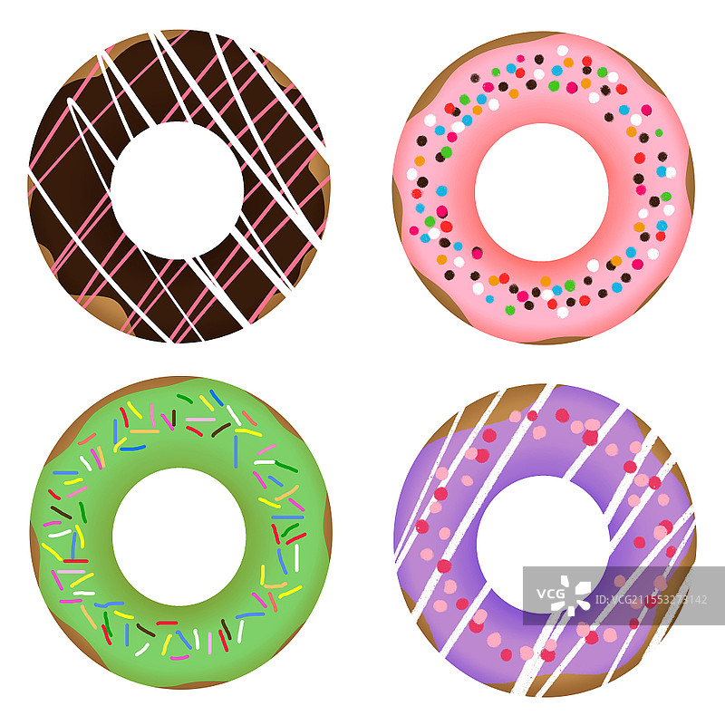 手绘卡通各种甜甜圈原创插画素材甜品甜甜圈图片素材