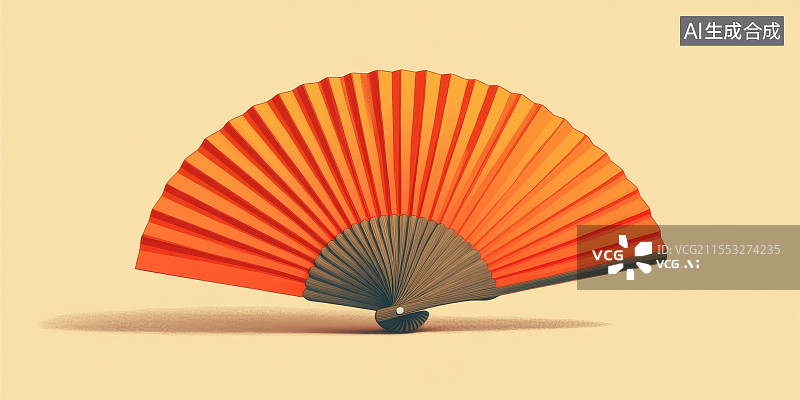 【AI数字艺术】简约中国传统折扇纸扇扇子中国国潮风背景图片素材