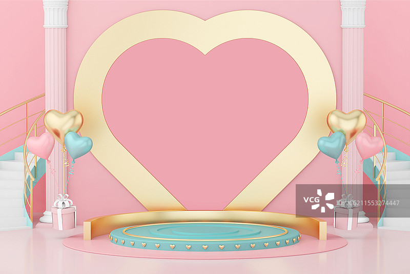 粉色创意3D立体浪漫结婚季C4D促销电商通用图片素材