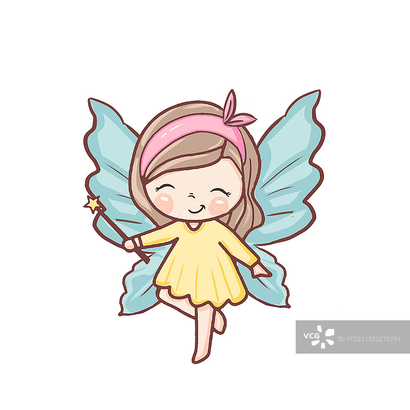 手绘卡通Q版翅膀女孩蝴蝶仙子可爱天使PNG素材插画插图翅膀元素图片素材