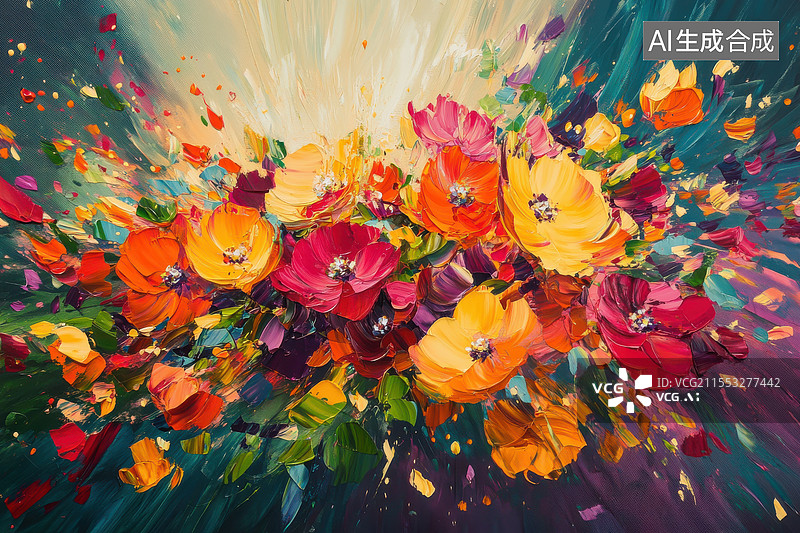 【AI数字艺术】绚丽花卉的艺术绽放图片素材
