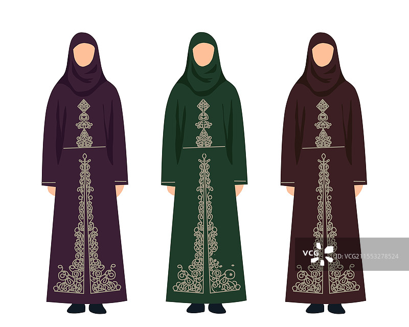 三位优雅的穆斯林女性穿着图片素材
