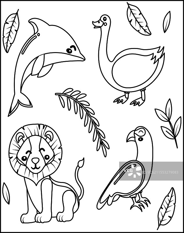 儿童涂色页图片素材