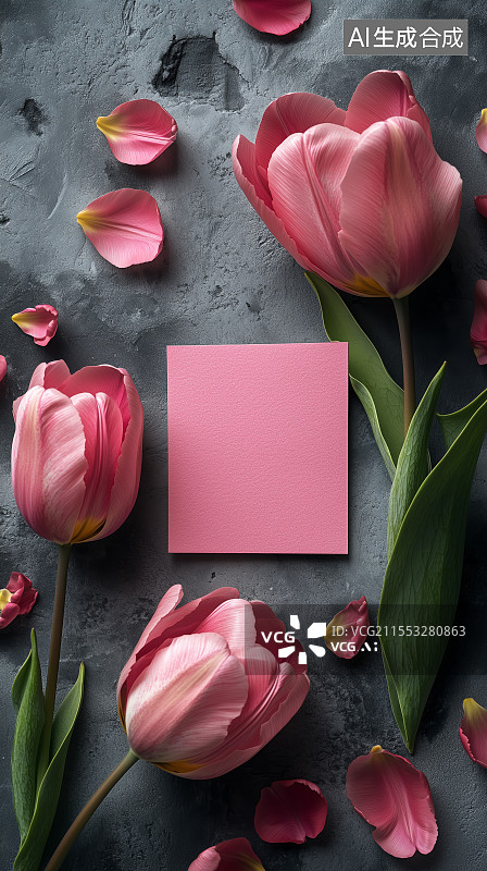 【AI数字艺术】红色郁金香花朵盛开图片素材