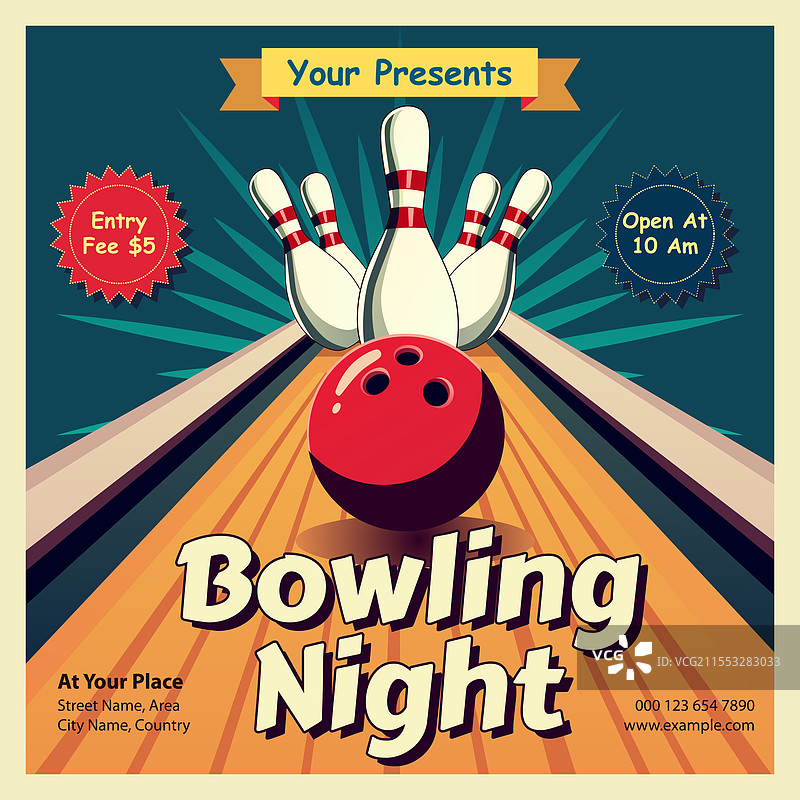 创意保龄球之夜海报图片素材