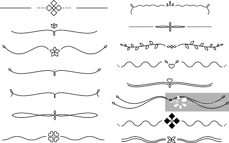 一组简单的黑色分隔线设计合集图片素材