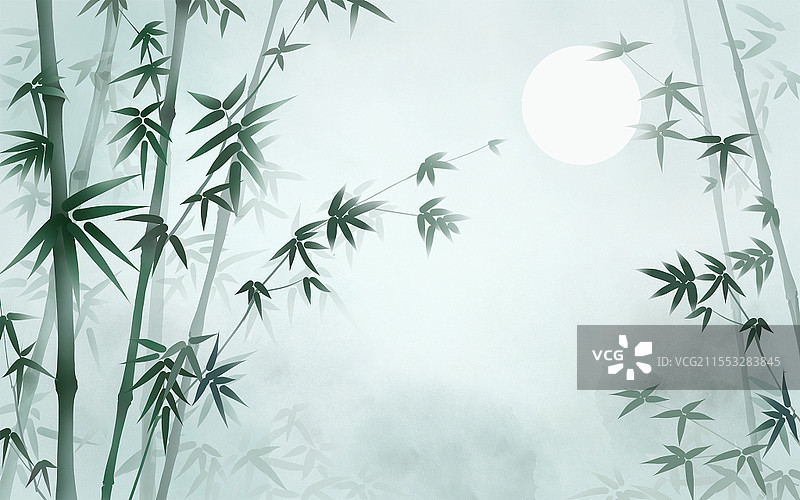 手绘古风水墨竹子插画海报背景竹子背景水墨竹子背景图片素材