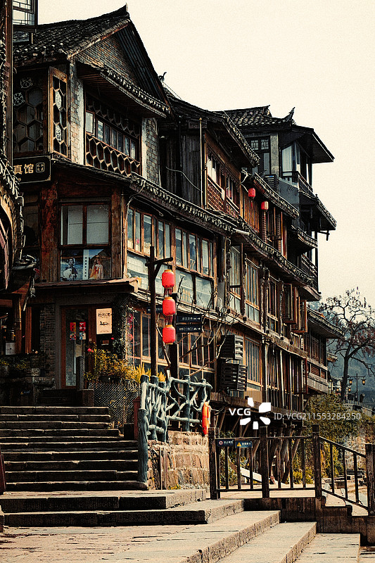 湖南省凤凰古城古建筑特写旅游风景区图片素材