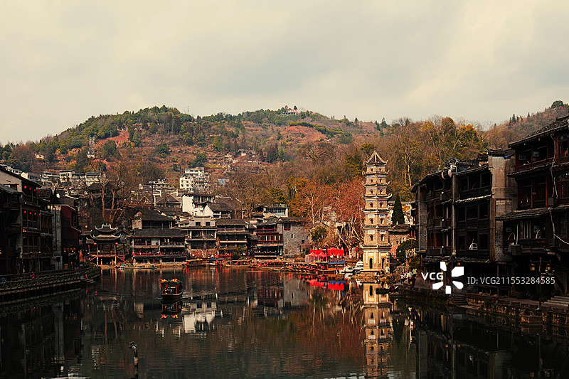 湖南省凤凰古城古建筑特写旅游风景区图片素材
