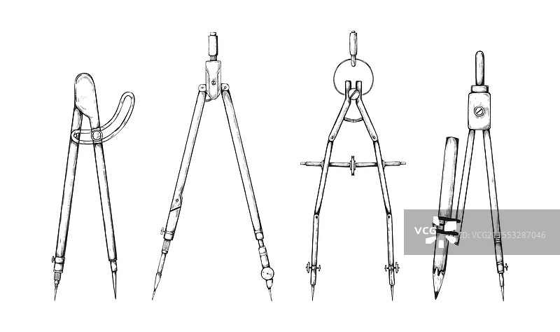复古指南针素描文具数学教育图片素材