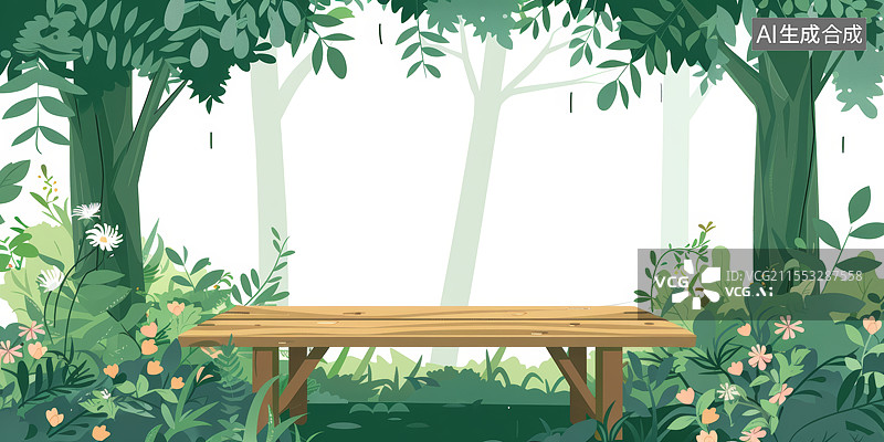 【AI数字艺术】公园里的空长凳图片素材