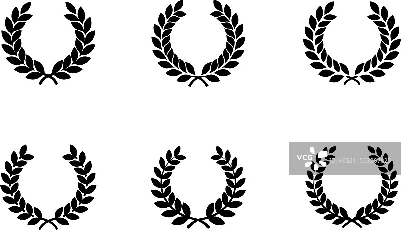 圆形月桂叶图标集图片素材