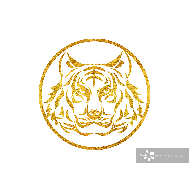 老虎 金色 剪纸元素 PNG素材虎年新年春节2022年元素图片素材