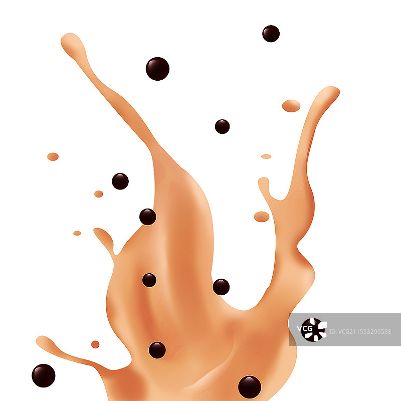 手绘卡通 奶茶元素 奶茶液体 果汁珍珠奶茶元素图片素材