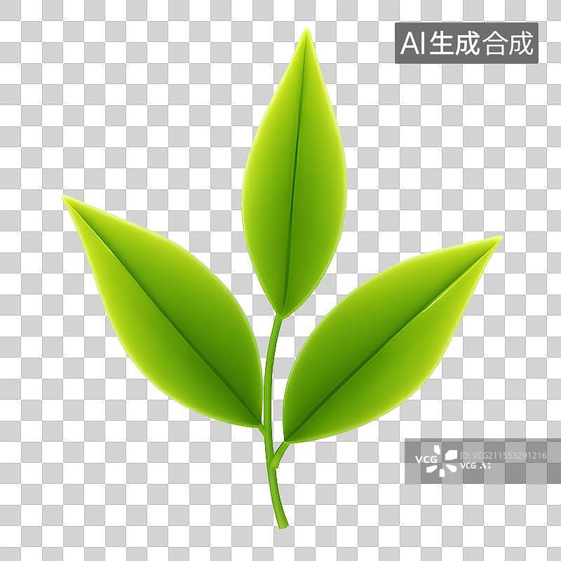 【AI数字艺术】国风手绘插画，茶叶，茶树，叶子，绿茶，春茶，茶道，茶文化免抠元素图片素材