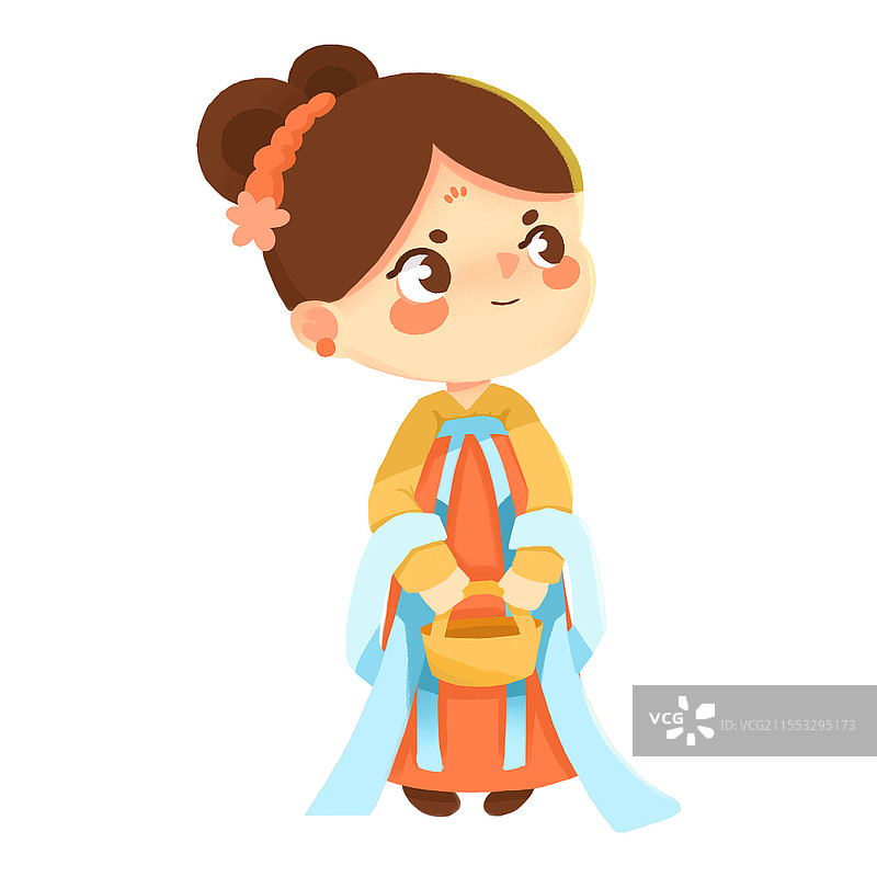 可爱卡通古风小人豆蔻少女PNG素材图片素材