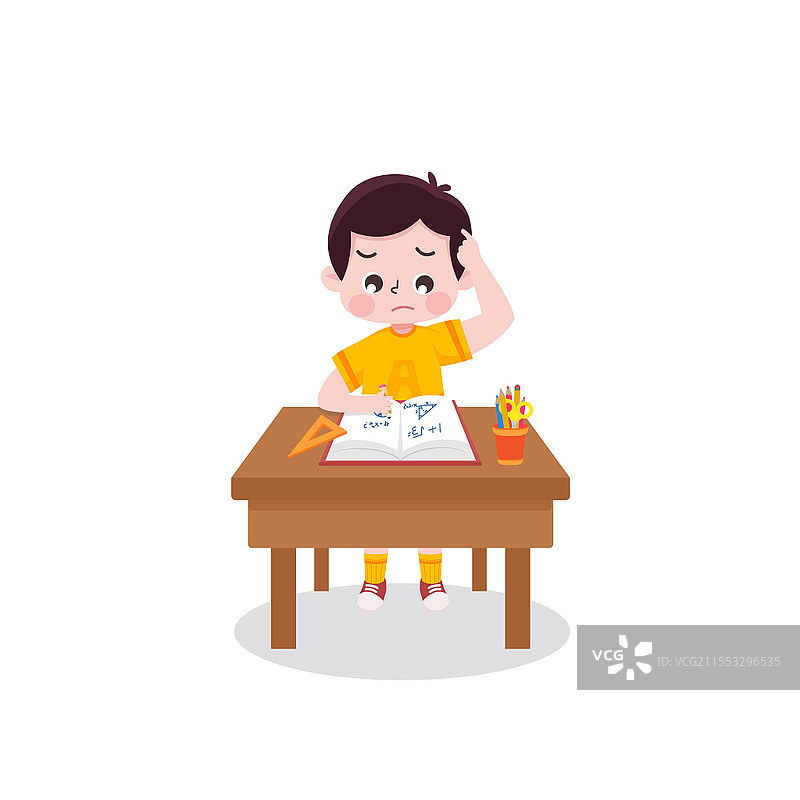 一个人写作业场景 PNG素材 AI素材学习教育图片素材