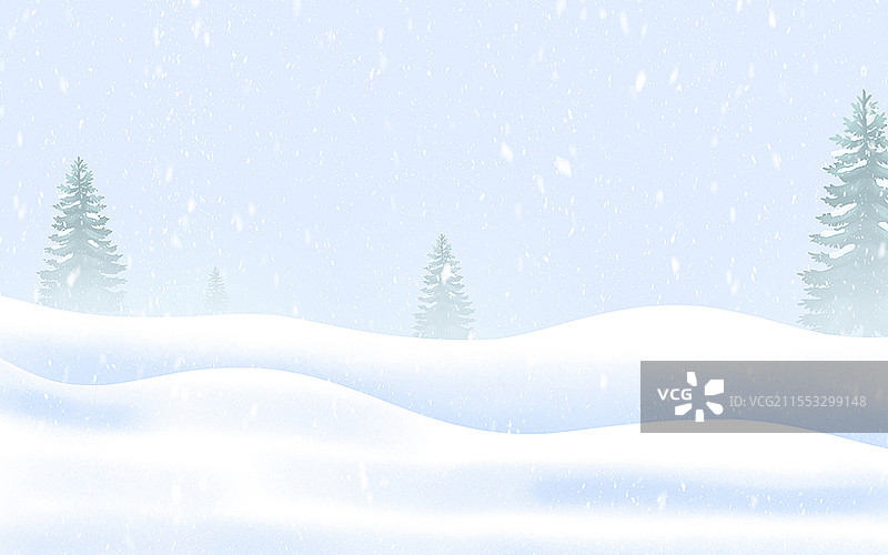 蓝色唯美简约雪地雪花雪山松树冬天展板背景立冬冬天插画图片素材