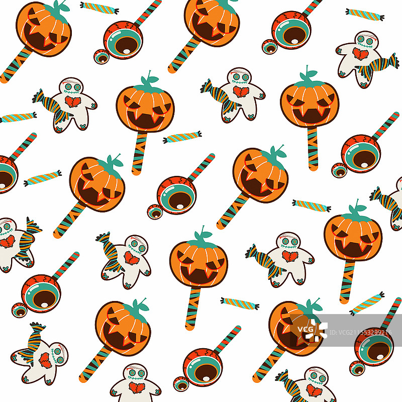 南瓜糖人饼棒棒糖万圣节糖果元素节日PNG素材图片素材