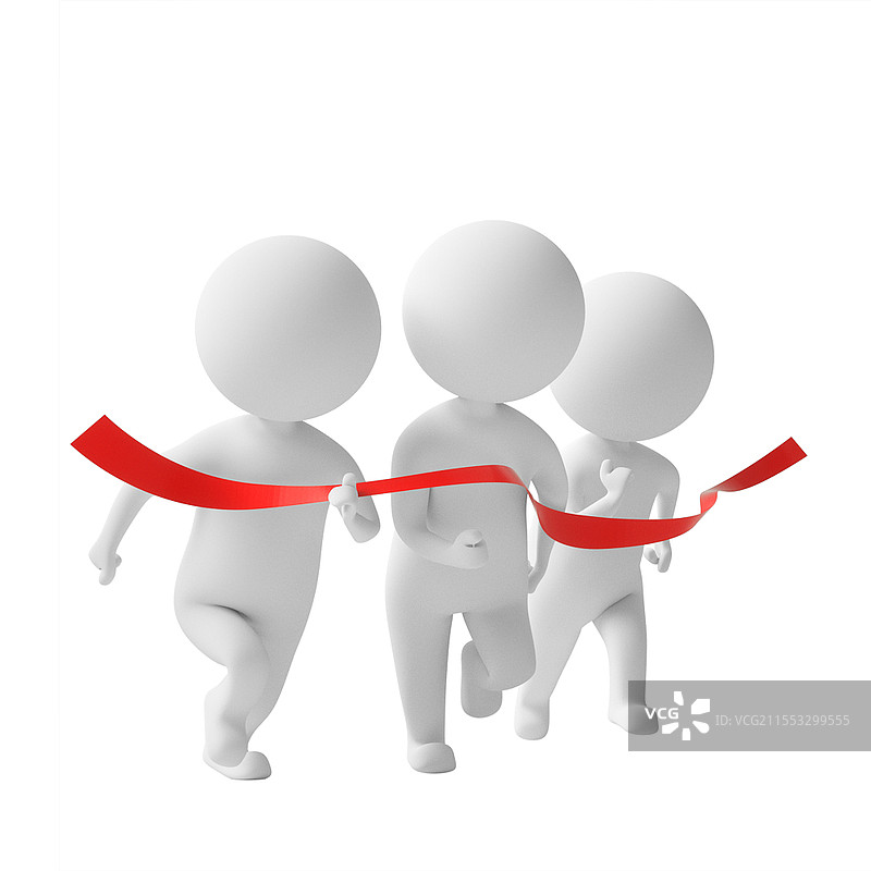 竞争白色卡通3D立体冲线起跑奔跑的小人元素3D奔跑小人元素图片素材