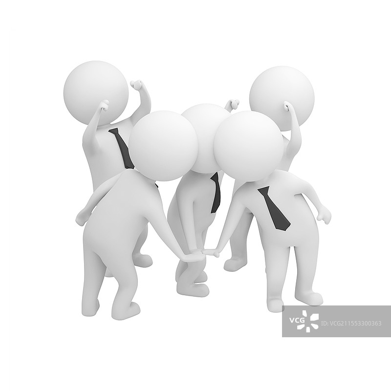 白色卡通3D立体C4D团队合作小人元素3D团队小人元素图片素材