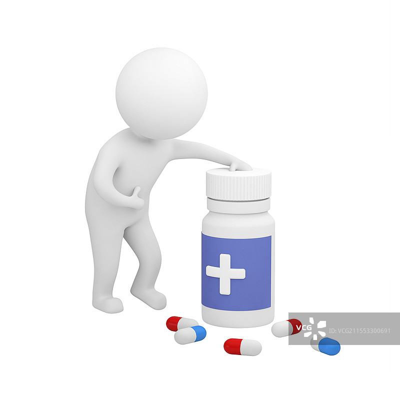 白色卡通3D立体C4D生病医生小人元素3D健医生小人元素图片素材