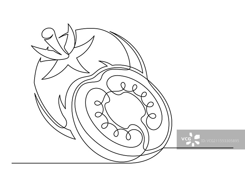 整颗和半颗番茄的连续一行图片素材