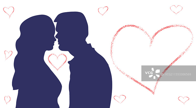 浪漫情侣剪影亲吻图片素材