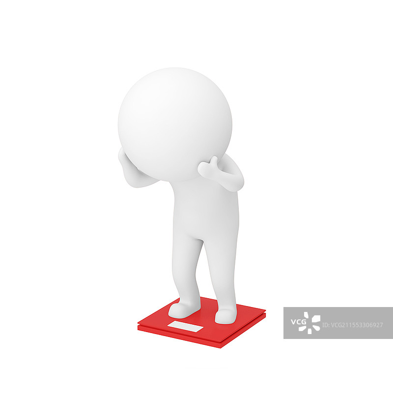 白色卡通3D立体健康身体量体重的小人元素3D小人元素图片素材