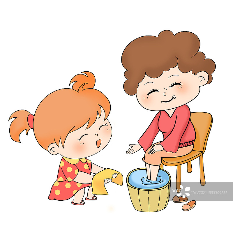 温暖温馨开心一家人感恩节亲情孝顺洗脚照顾关爱感恩节人物元素图片素材