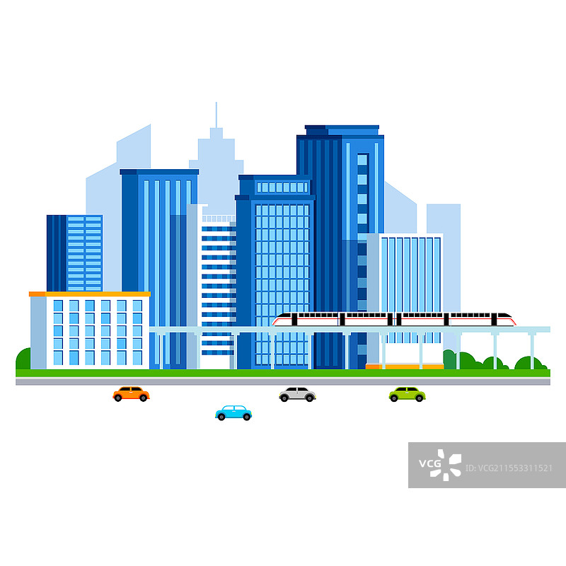城市元素高楼地铁汽车AI矢量素材建筑城市背景图片素材