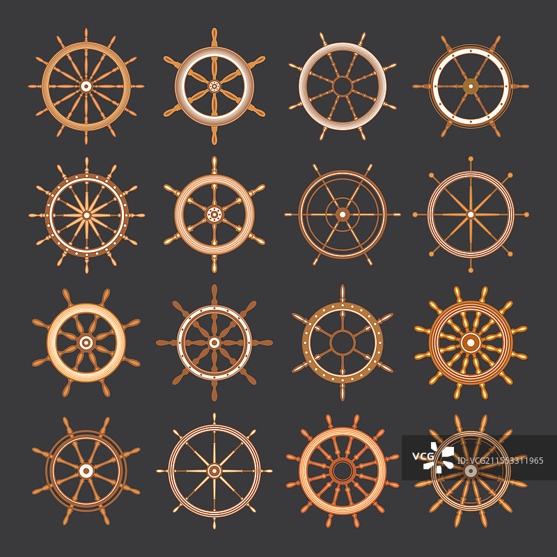 复古木制船舶舵轮或帆船图片素材