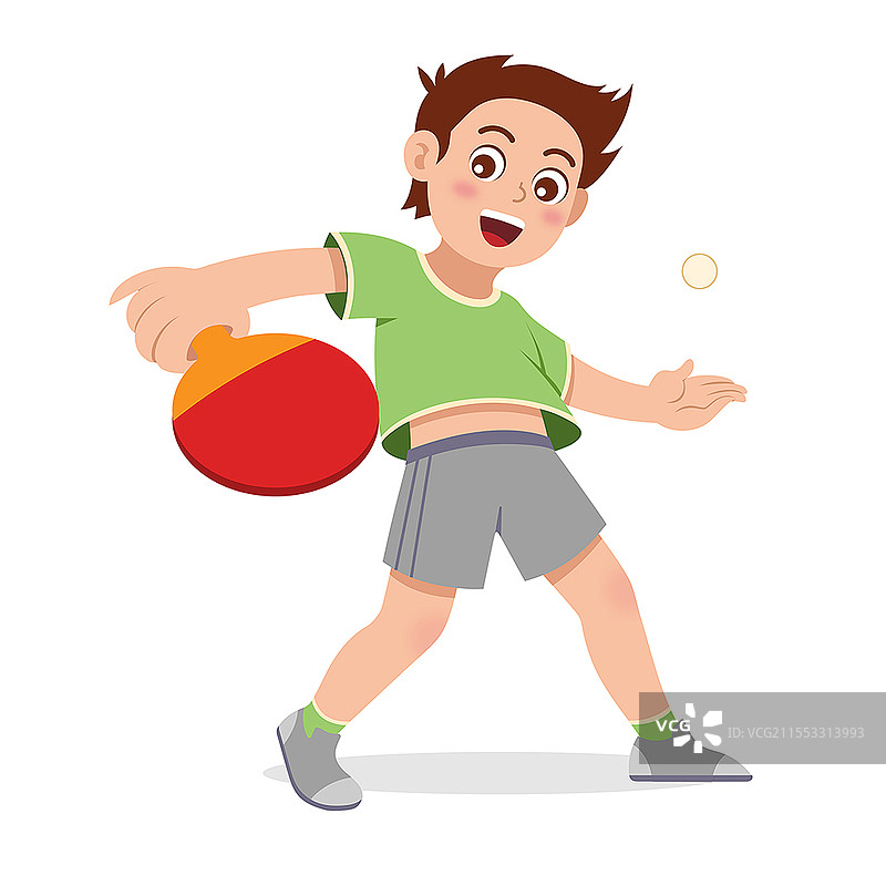 乒乓球儿童健身运动扁平卡通风格人物素材插画乒乓球运动健身图片素材