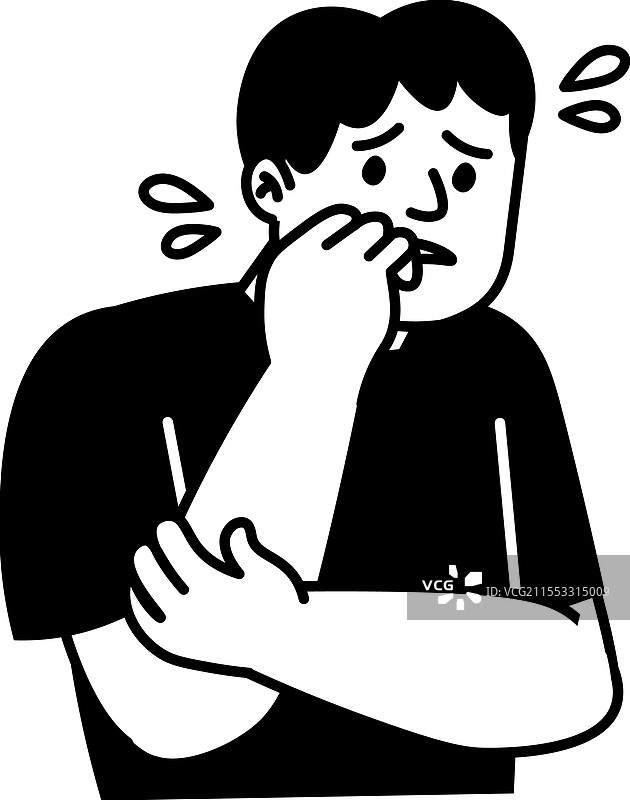 担心某事的涂鸦人物图片素材