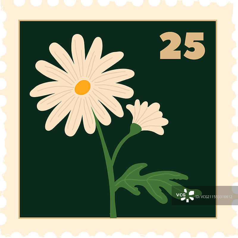 方形花卉邮戳图片素材