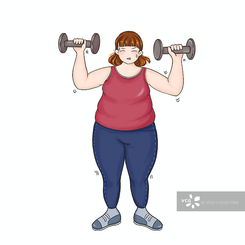 胖子肥胖长胖胖女孩健康减肥对比元素卡通女孩PNG素材图片素材