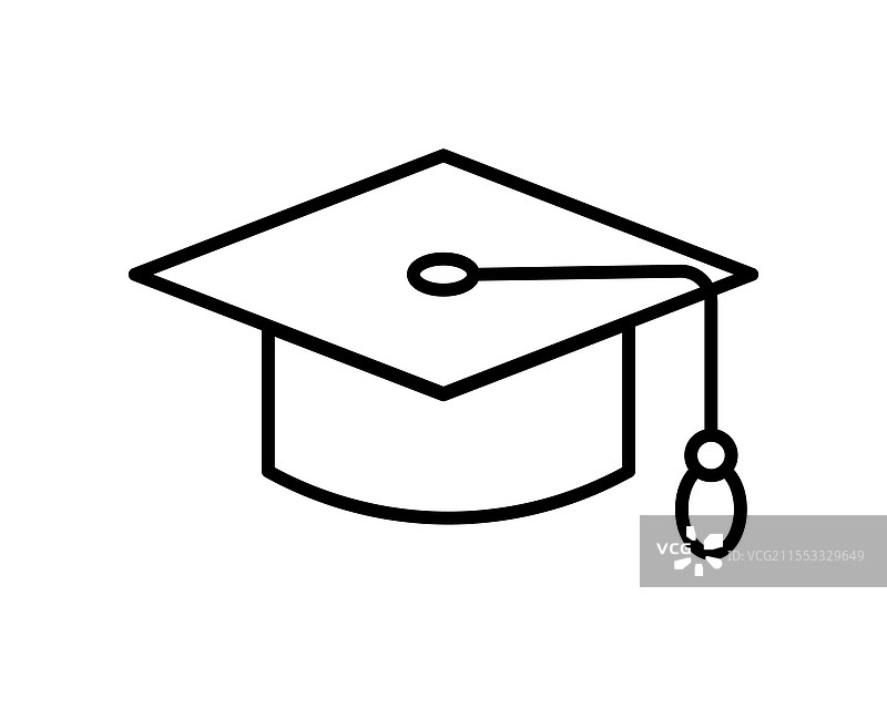 毕业帽的干净线条艺术，完美适用于图片素材