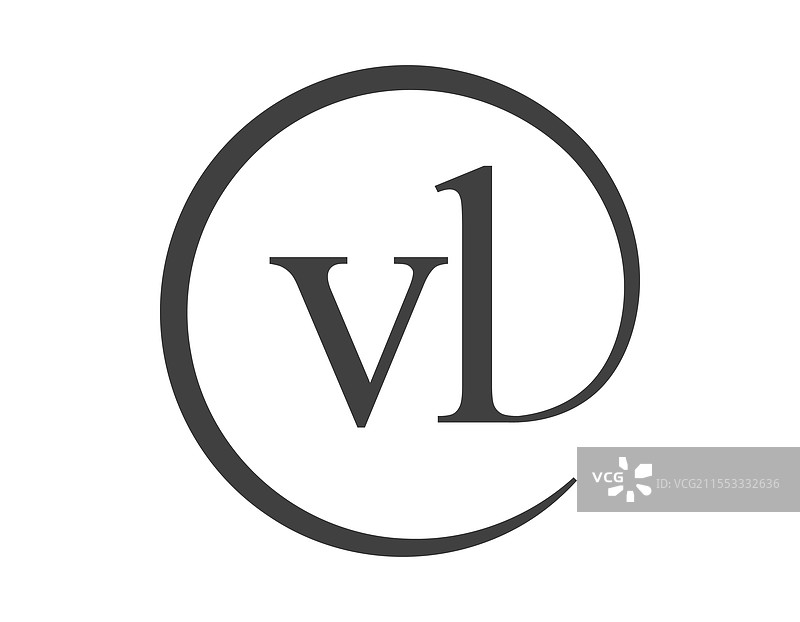 带圆形的两个字母组成的vl标志电子邮件图片素材