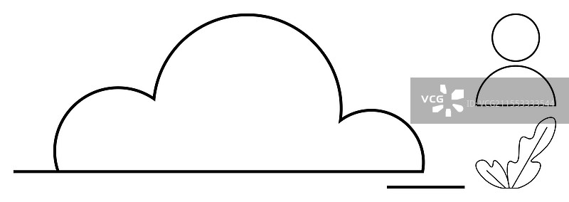 极简主义的云计算，用户与叶子图片素材