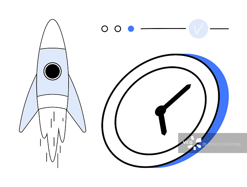 火箭发射与时钟时间相伴图片素材