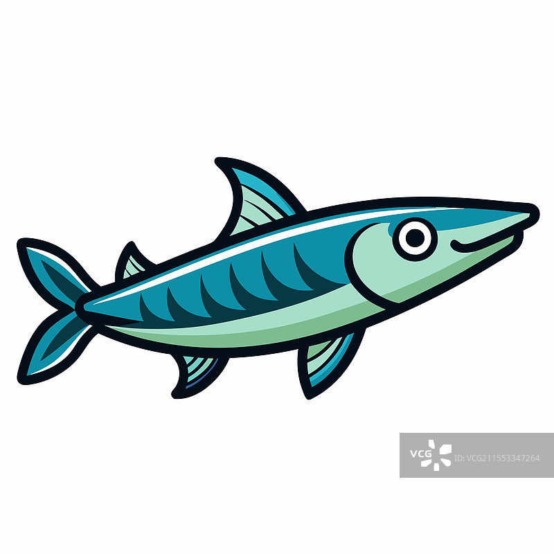 孤立的梭鱼平放在白色背景上图片素材