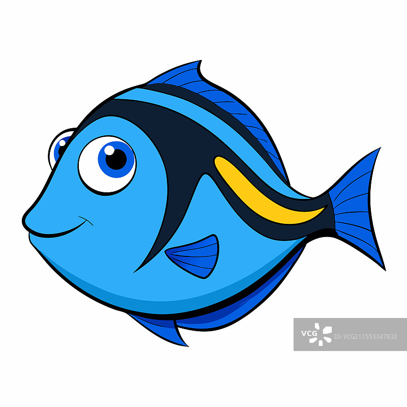 蓝色唐鱼在白色背景上孤立展示图片素材
